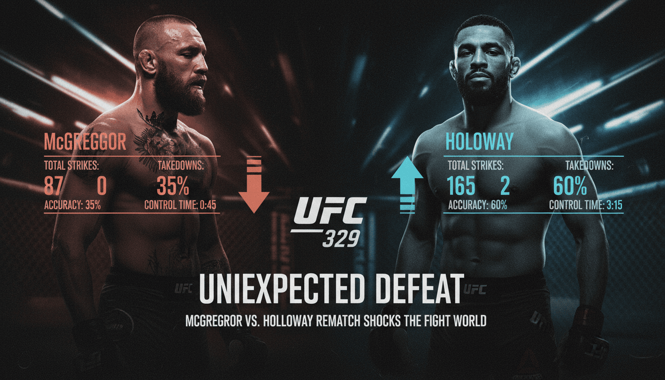 Conor McGregor in action during his fight against Max Holloway at UFC 329.