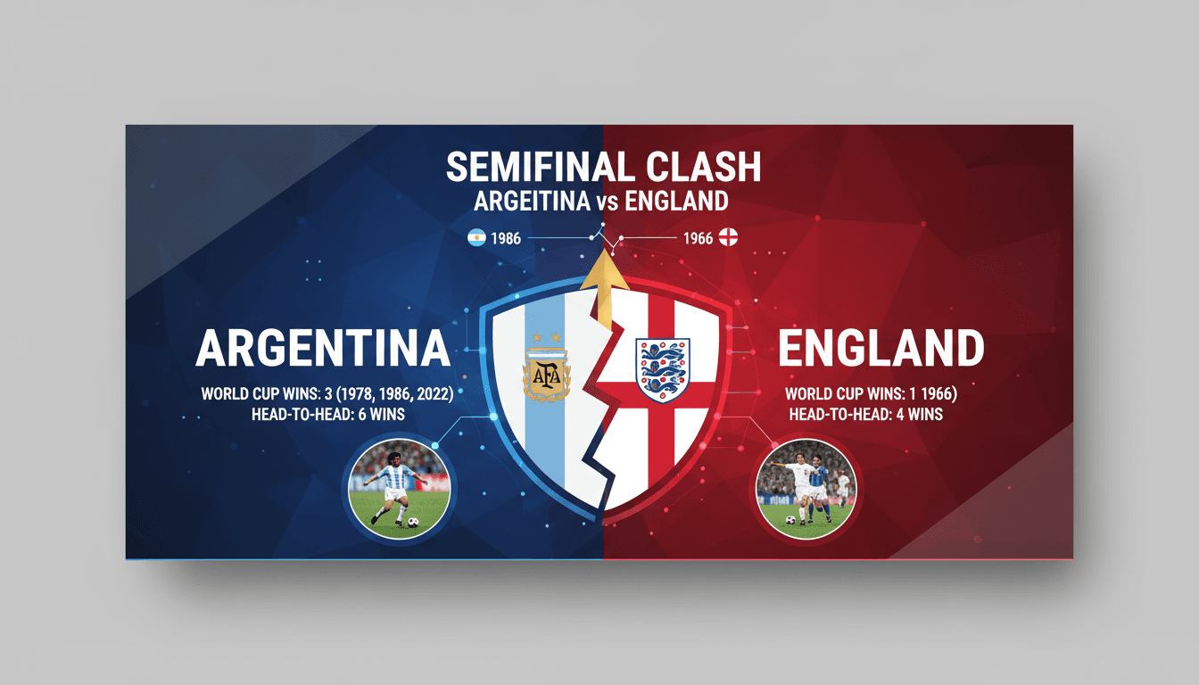 Argentina and England flags representing their World Cup semifinal clash.