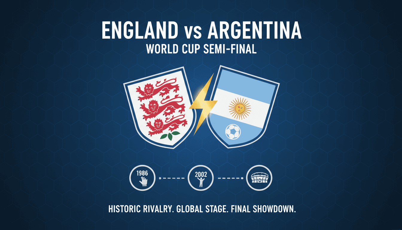 England and Argentina players on the pitch during the World Cup semi-final.