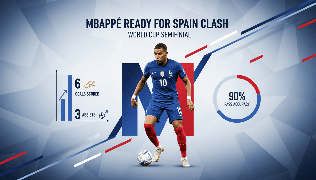 Kylian Mbappé training ahead of the World Cup semifinal match against Spain.