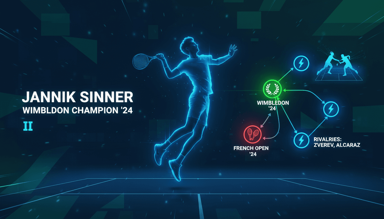 Jannik Sinner celebrating his Wimbledon victory against Alexander Zverev.