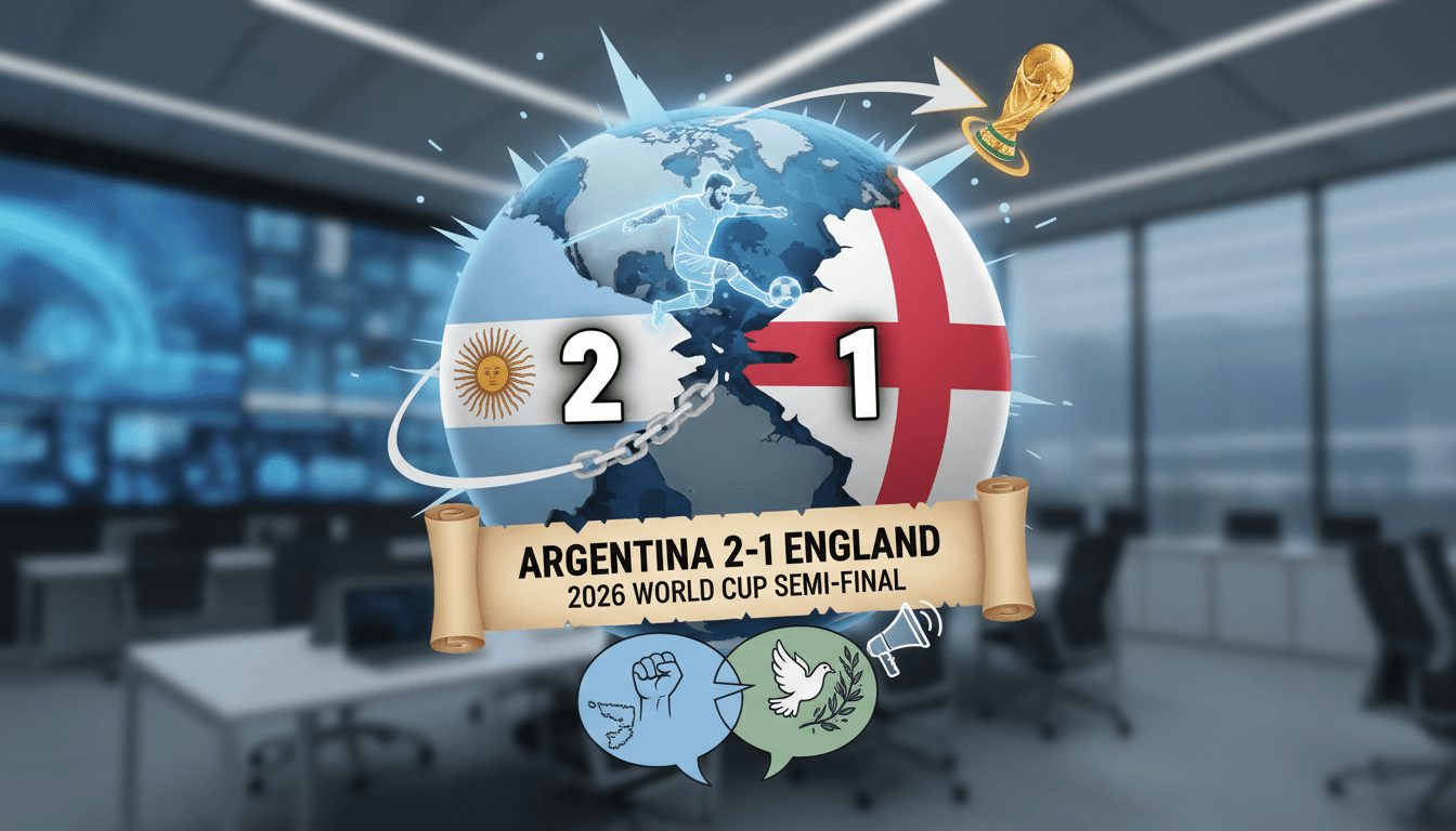Argentina's national team celebrating their victory over England in the World Cup semi-finals.