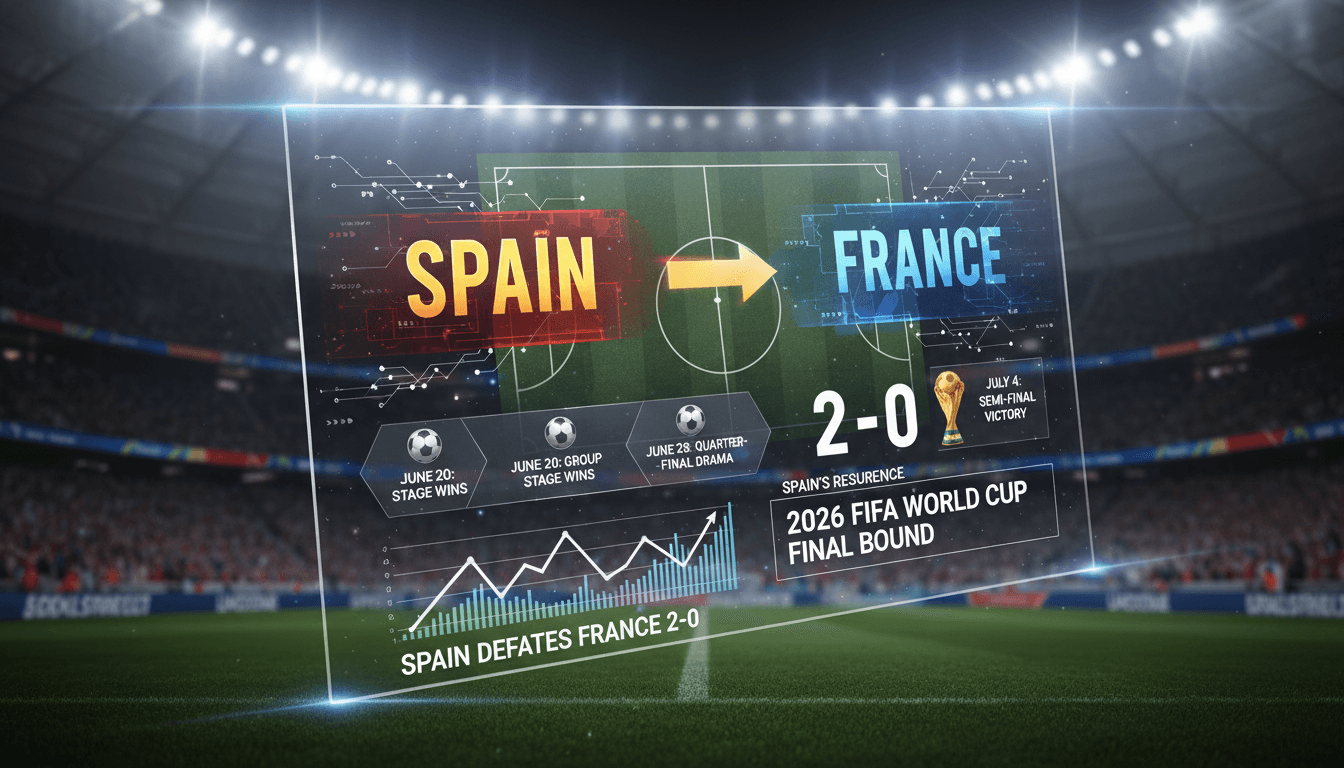 Spain celebrates victory over France in the 2026 FIFA World Cup semi-finals.