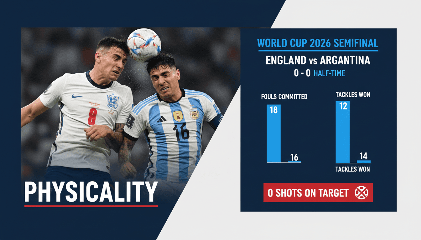 England and Argentina players in action during the World Cup 2026 semifinal.
