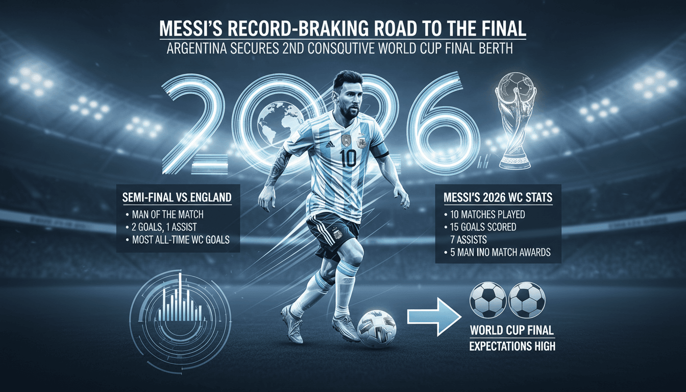 Lionel Messi celebrating Argentina's victory in the World Cup semi-final.