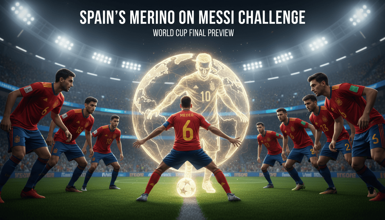 Mikel Merino discussing strategies to contain Messi before the World Cup final.