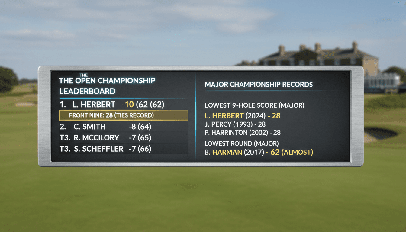 Lucas Herbert celebrating his record-tying performance at the British Open.
