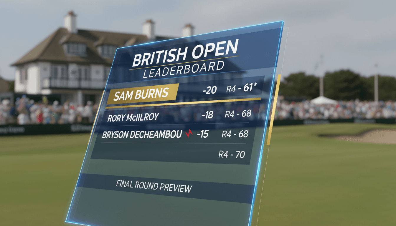 Sam Burns in action at the British Open, leading the tournament.