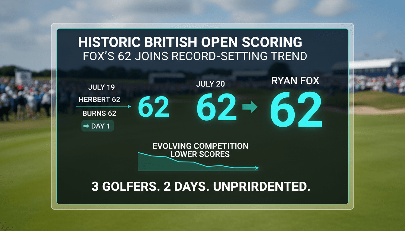 Ryan Fox celebrating after achieving a historic score of 62 at the British Open.