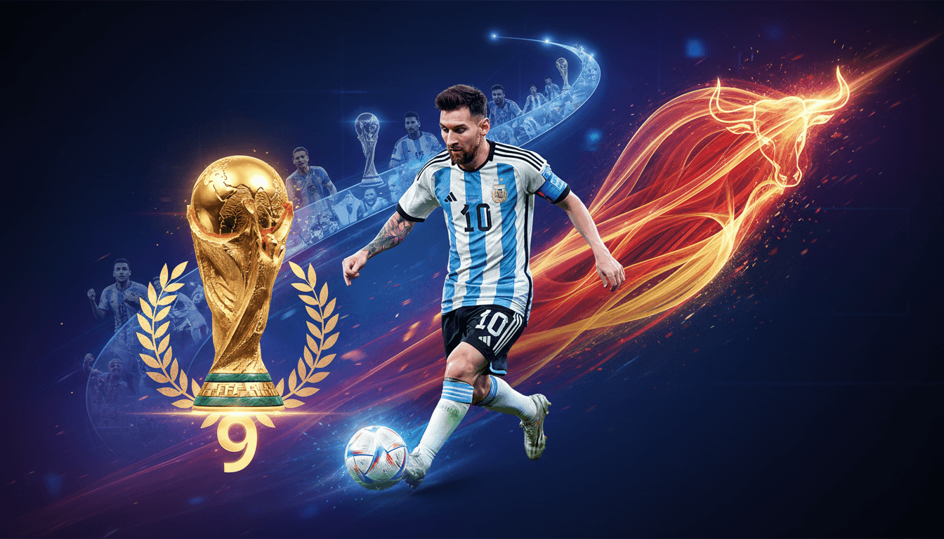 Lionel Messi speaking at a fan meeting before the World Cup final.