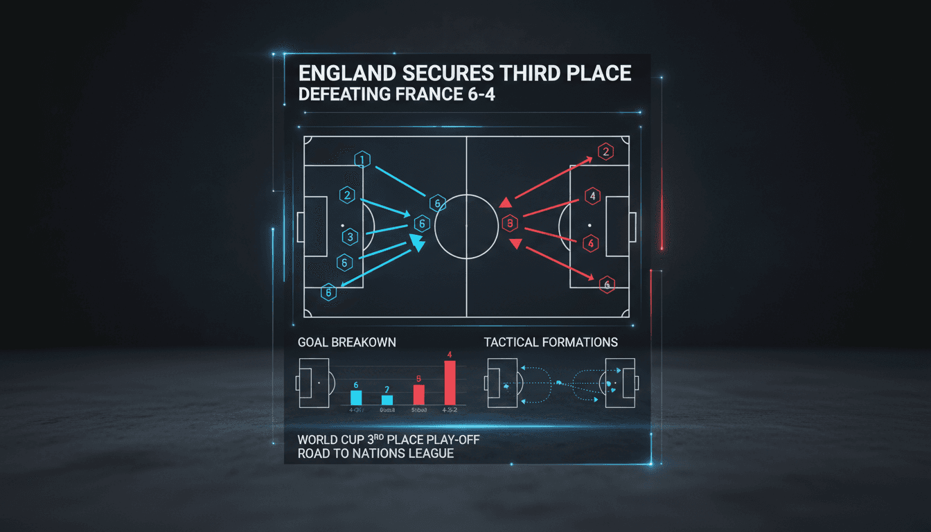 England celebrates their victory over France in the World Cup third-place playoff.