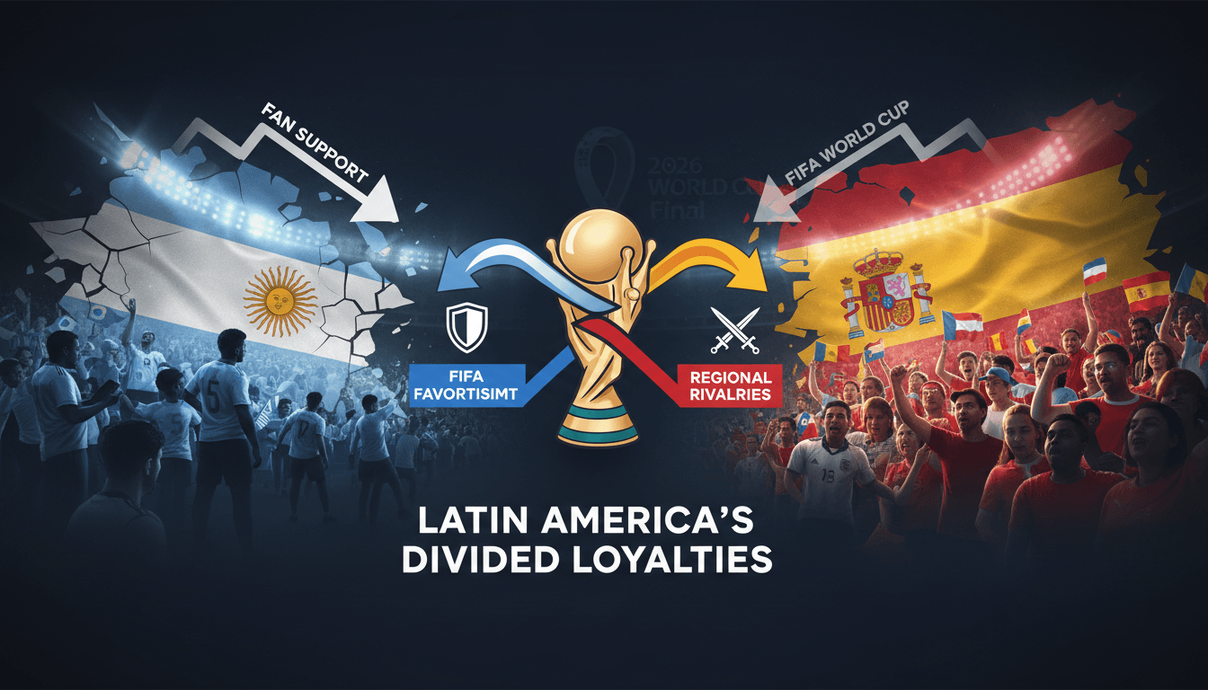 Fans supporting Spain during the 2026 FIFA World Cup final against Argentina.