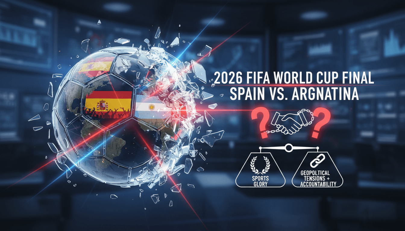 Spain celebrating victory in the 2026 FIFA World Cup final against Argentina.
