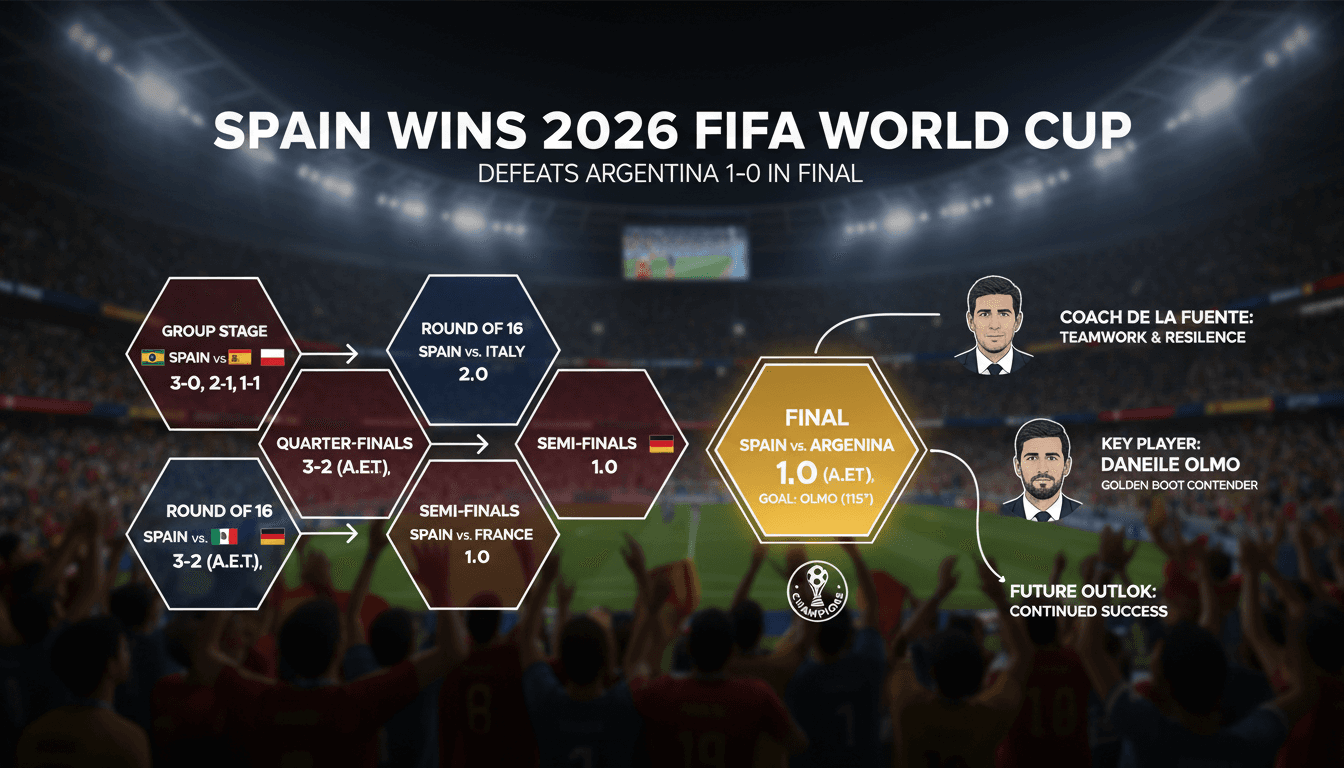 Spain's national football team celebrating their 2026 World Cup victory