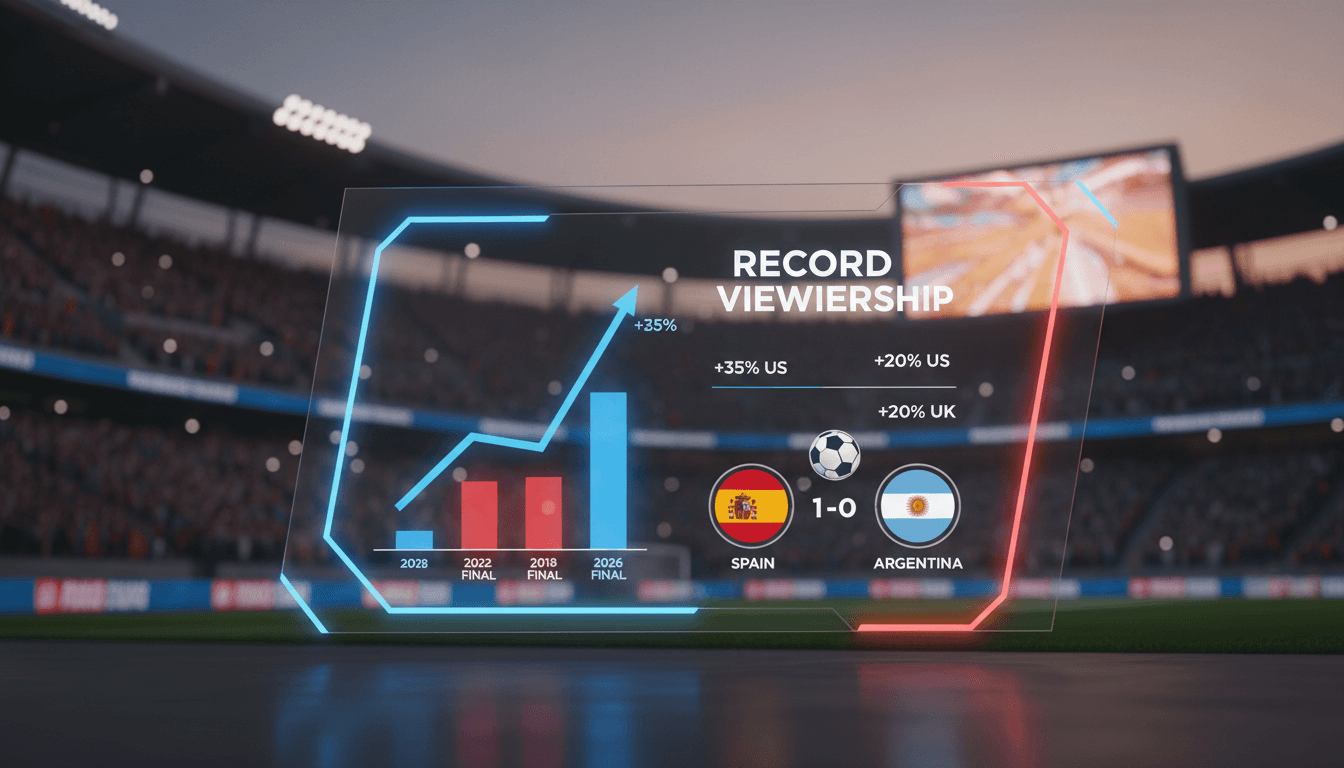 Spain defeats Argentina in the 2026 FIFA World Cup final with record viewership.