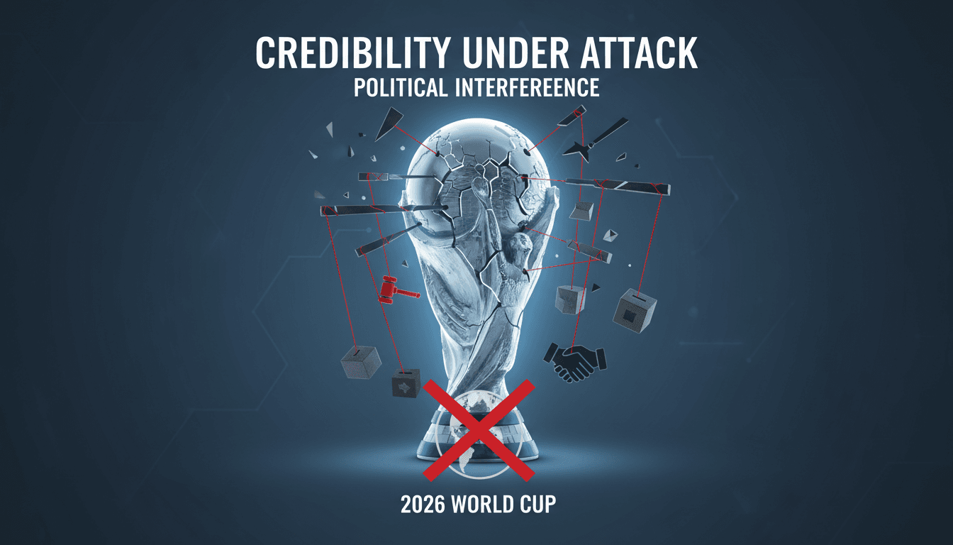 Sepp Blatter speaking at a press conference about the 2026 World Cup.