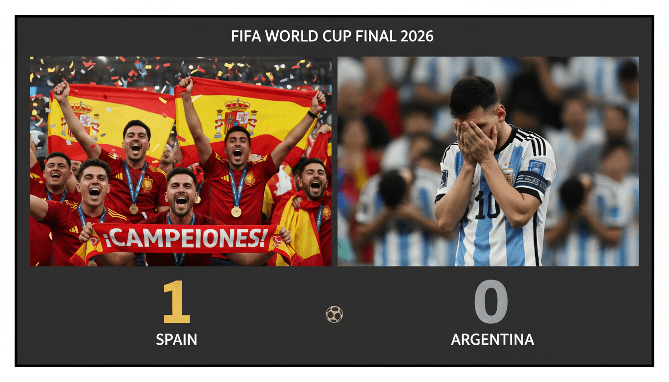 Spain celebrates victory in the 2026 FIFA World Cup final against Argentina.