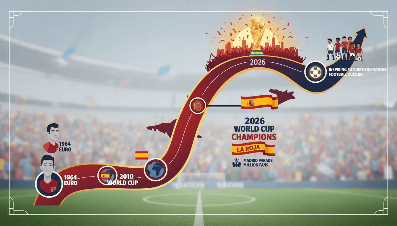 Spain's national football team celebrating their World Cup victory in a parade in Madrid.