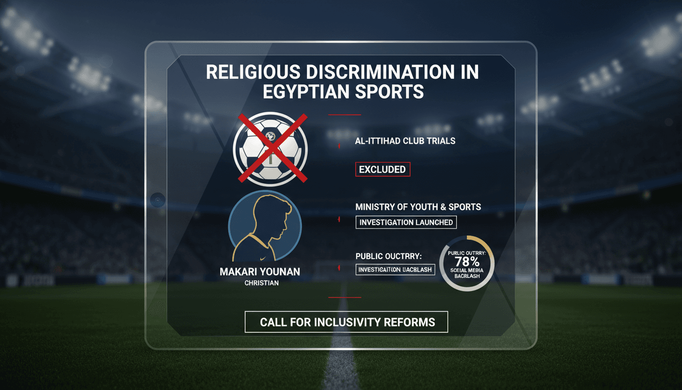 Young football player Makari Younan excluded from trials due to religious discrimination.