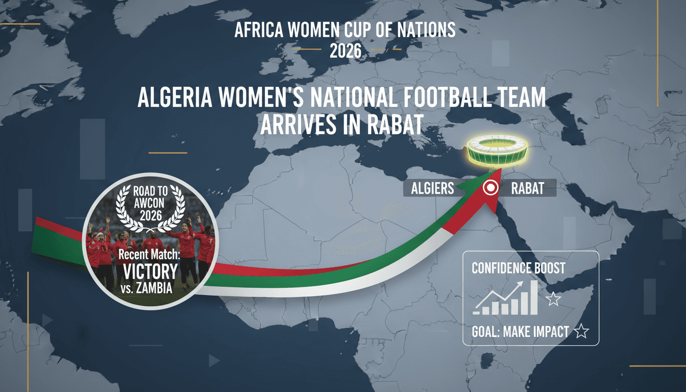 Algerian women's national football team arriving in Rabat for the tournament.