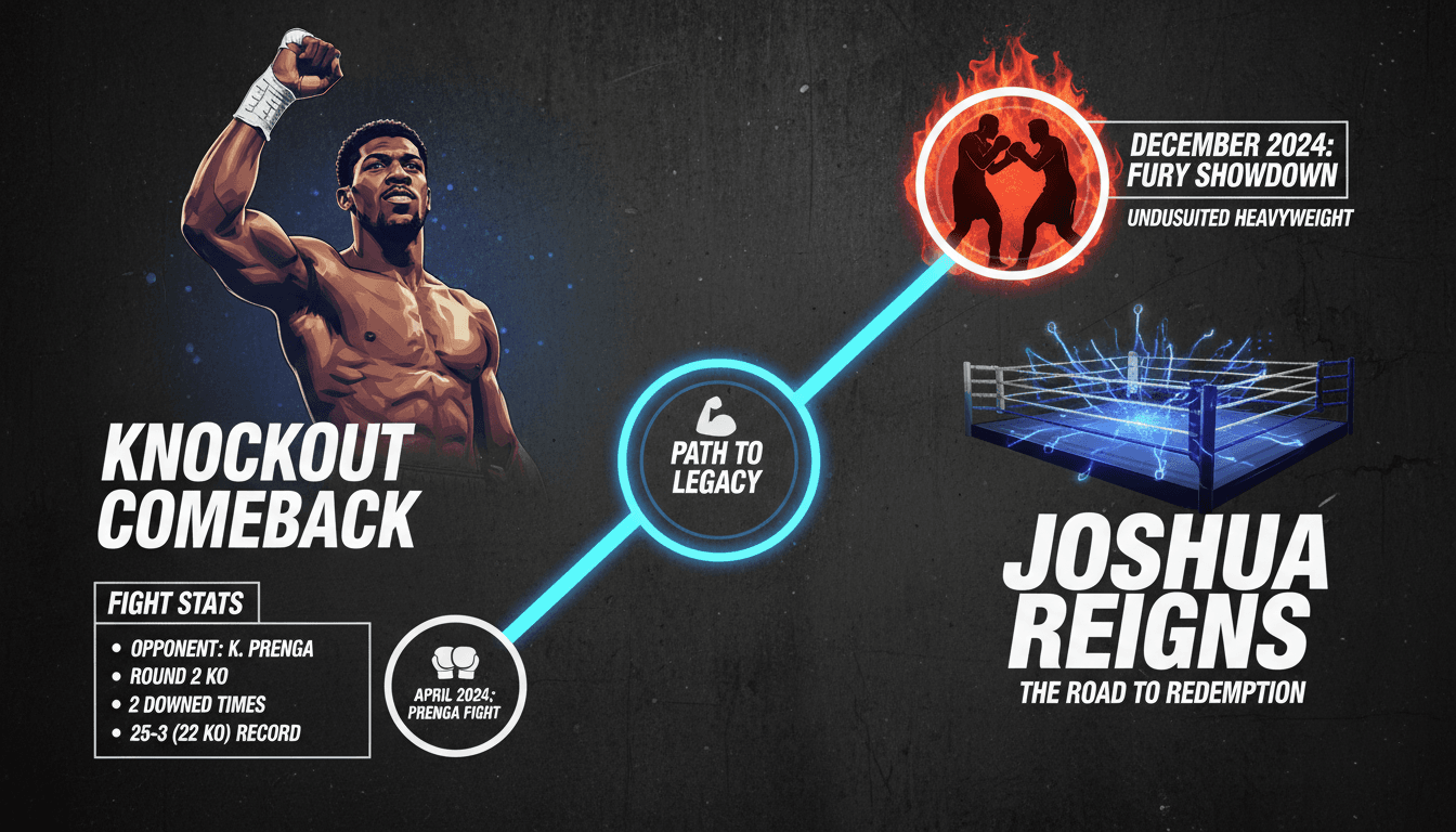 Anthony Joshua celebrating his knockout victory in the ring