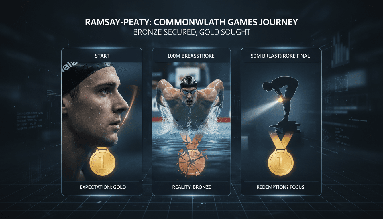 Adam Ramsay-Peaty competing in the 100m breaststroke at the Commonwealth Games.
