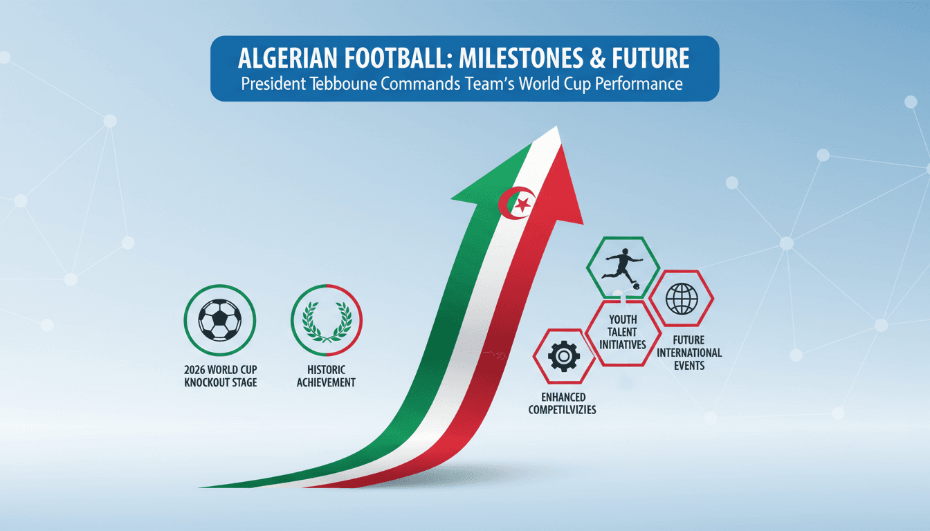 President Tebboune addressing the national football team's achievements.