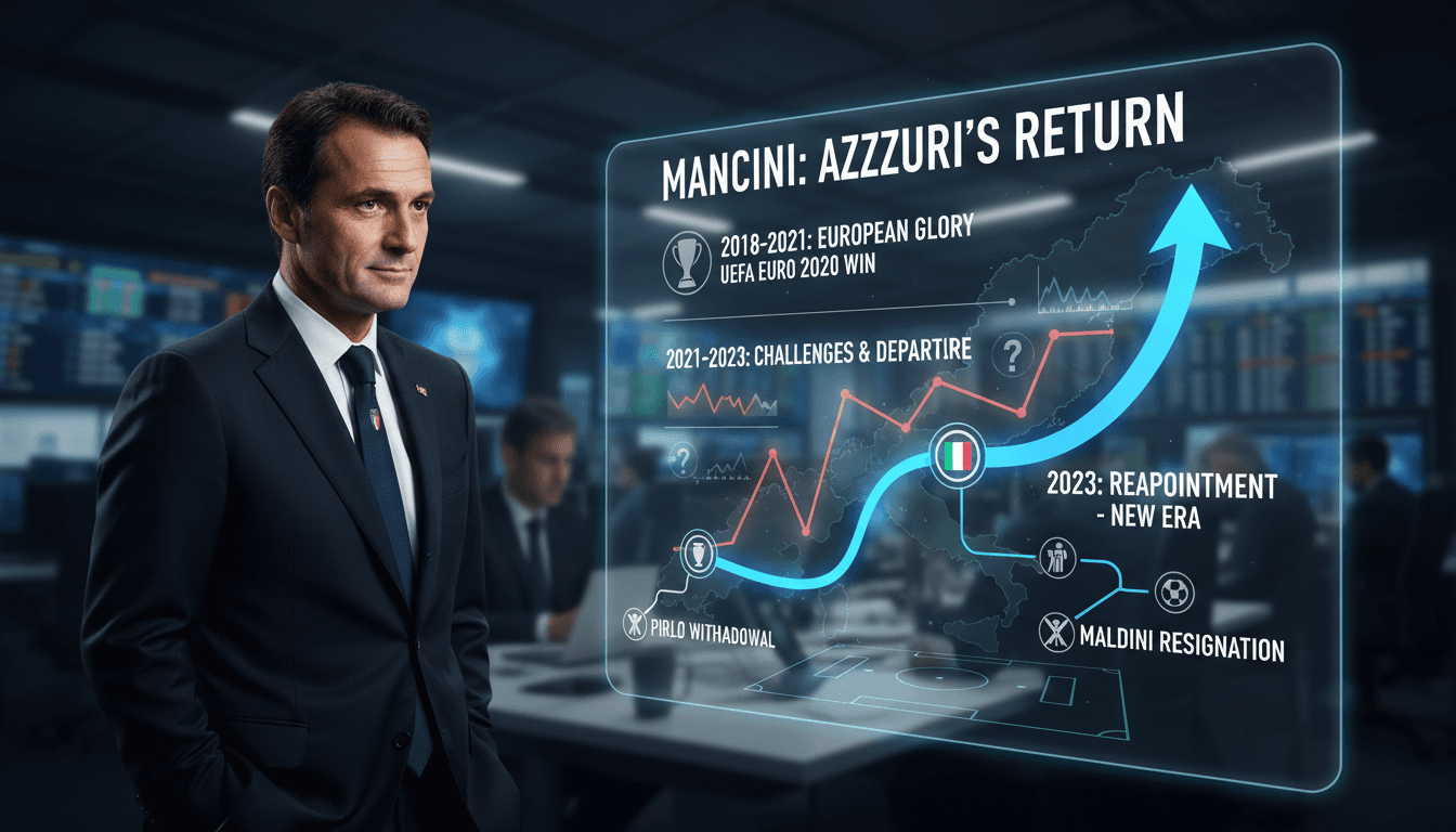 Roberto Mancini during a press conference after his reappointment as Italy's head coach.