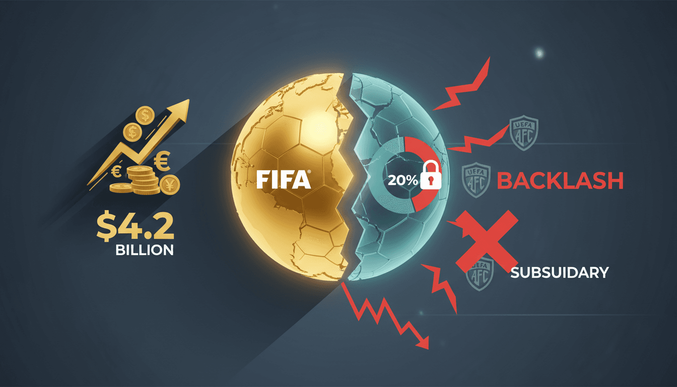FIFA headquarters with a backdrop of football confederations' logos