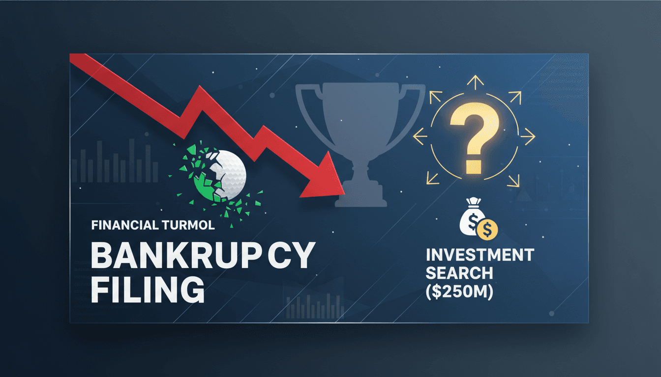 LIV Golf logo with a backdrop of financial charts and graphs