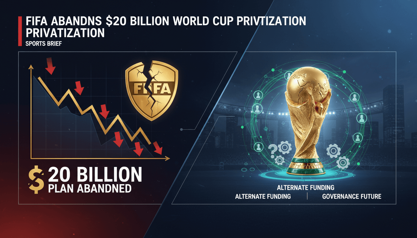 FIFA logo with a backdrop of the World Cup trophy