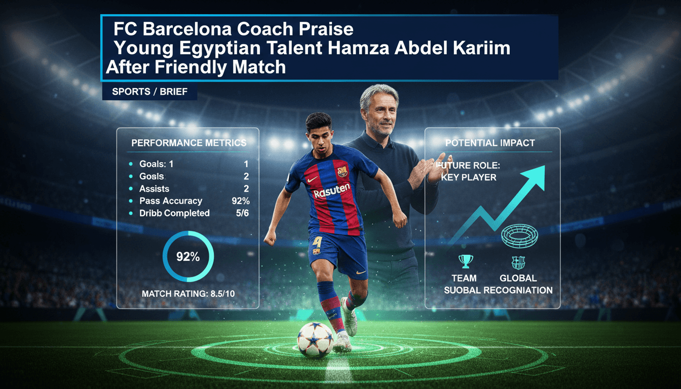 Hamza Abdel Karim in action during a friendly match for FC Barcelona.