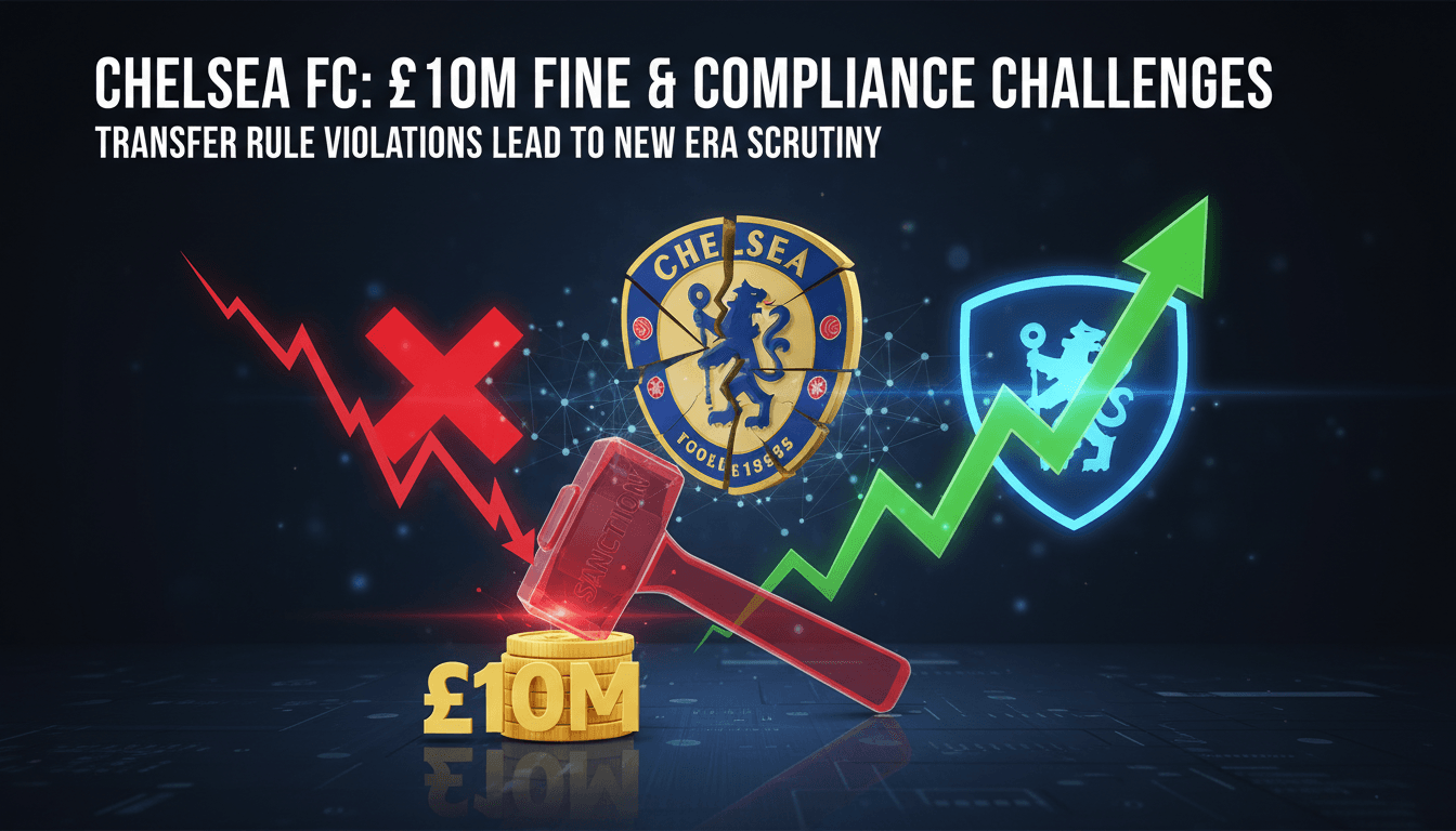 Chelsea FC logo with a backdrop of financial compliance themes