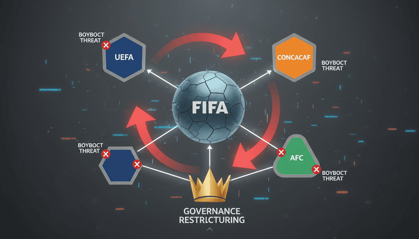 AFC, UEFA, and CONCACAF leaders discussing FIFA's World Cup proposals.