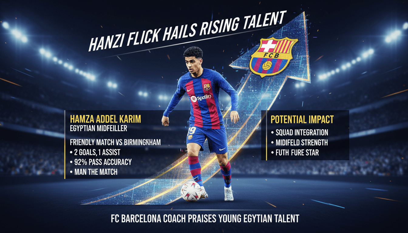 Hamza Abdel Karim in action during a friendly match for FC Barcelona.