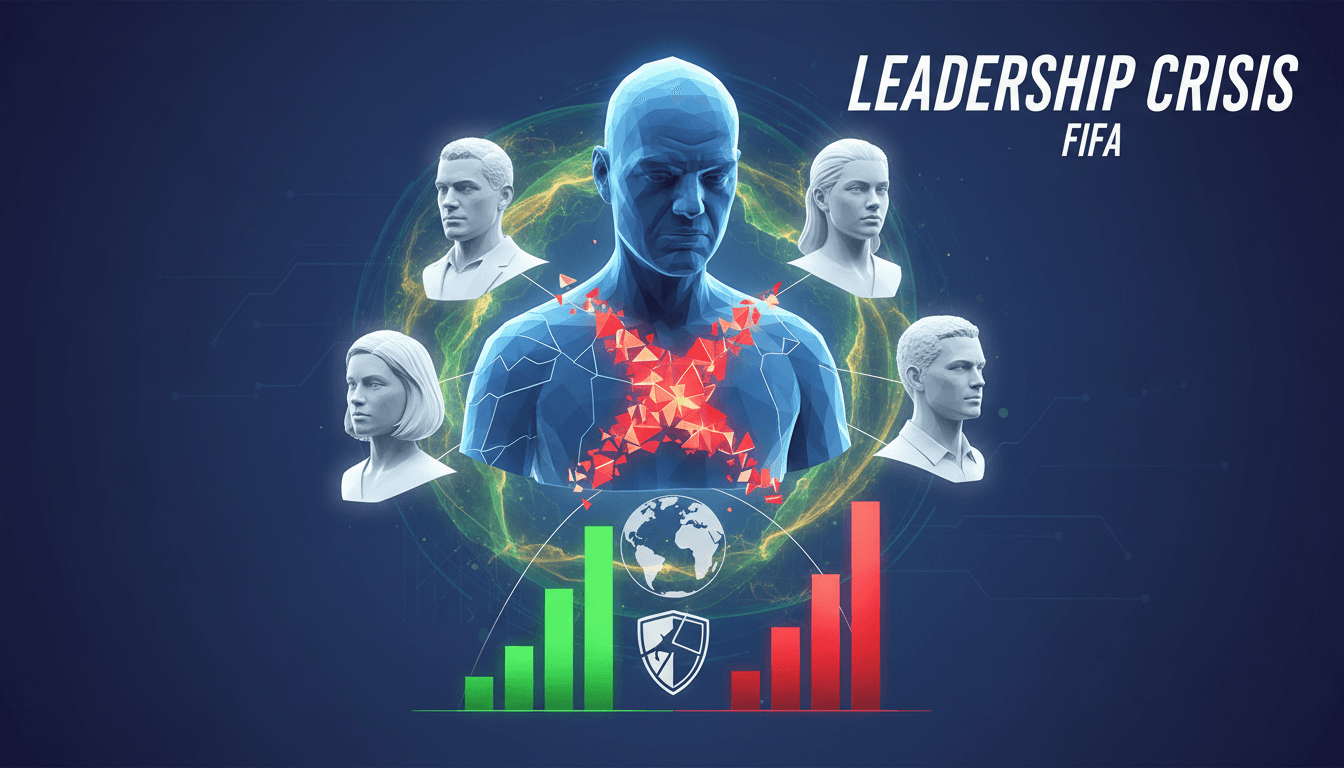 Gianni Infantino speaking at a FIFA event, surrounded by football imagery.