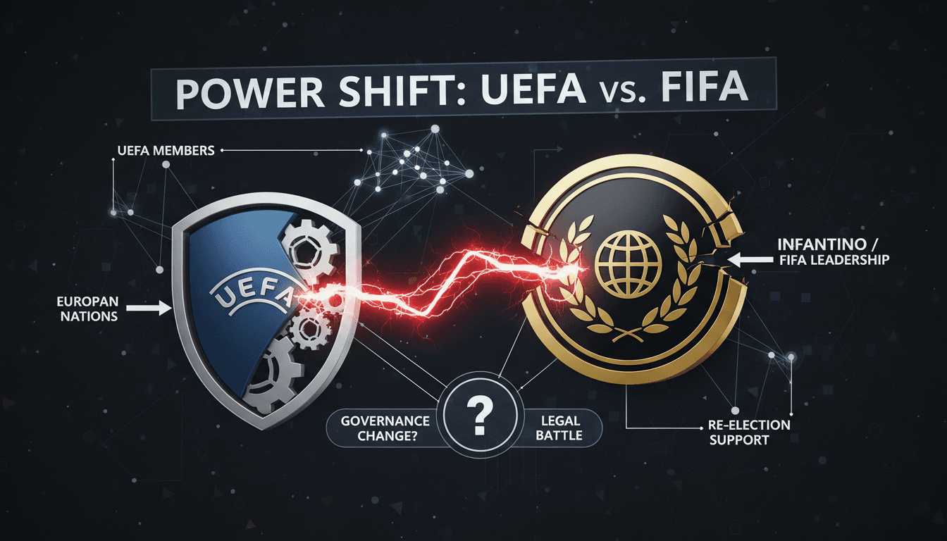 UEFA's legal action against FIFA regarding World Cup commercialization.