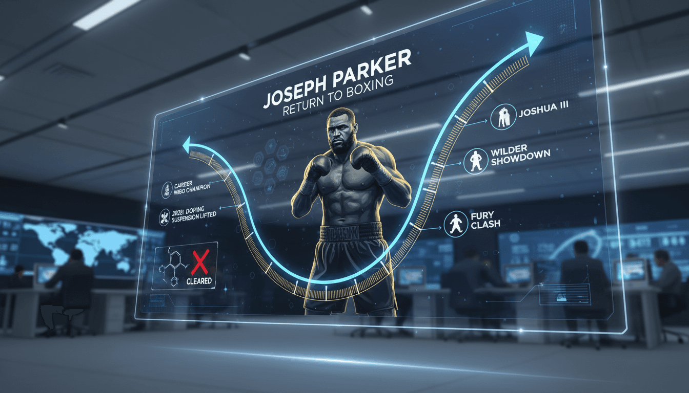 Joseph Parker celebrating in the boxing ring after his suspension is lifted.
