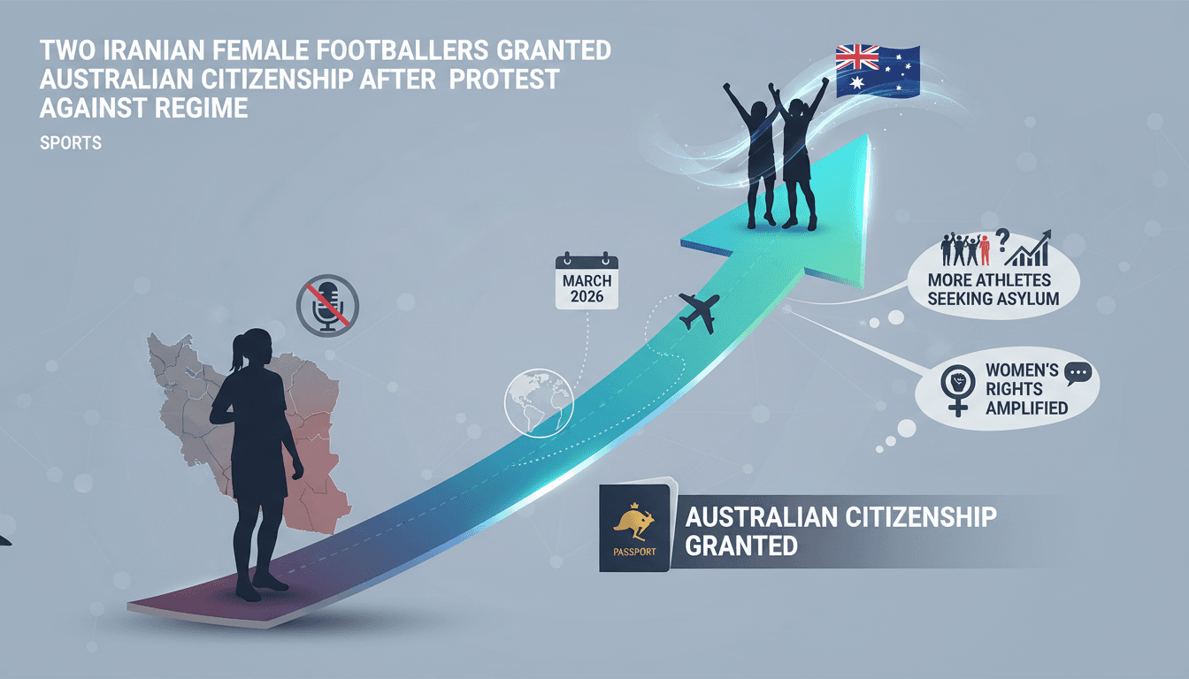 Iranian female footballers celebrating their Australian citizenship after seeking asylum.