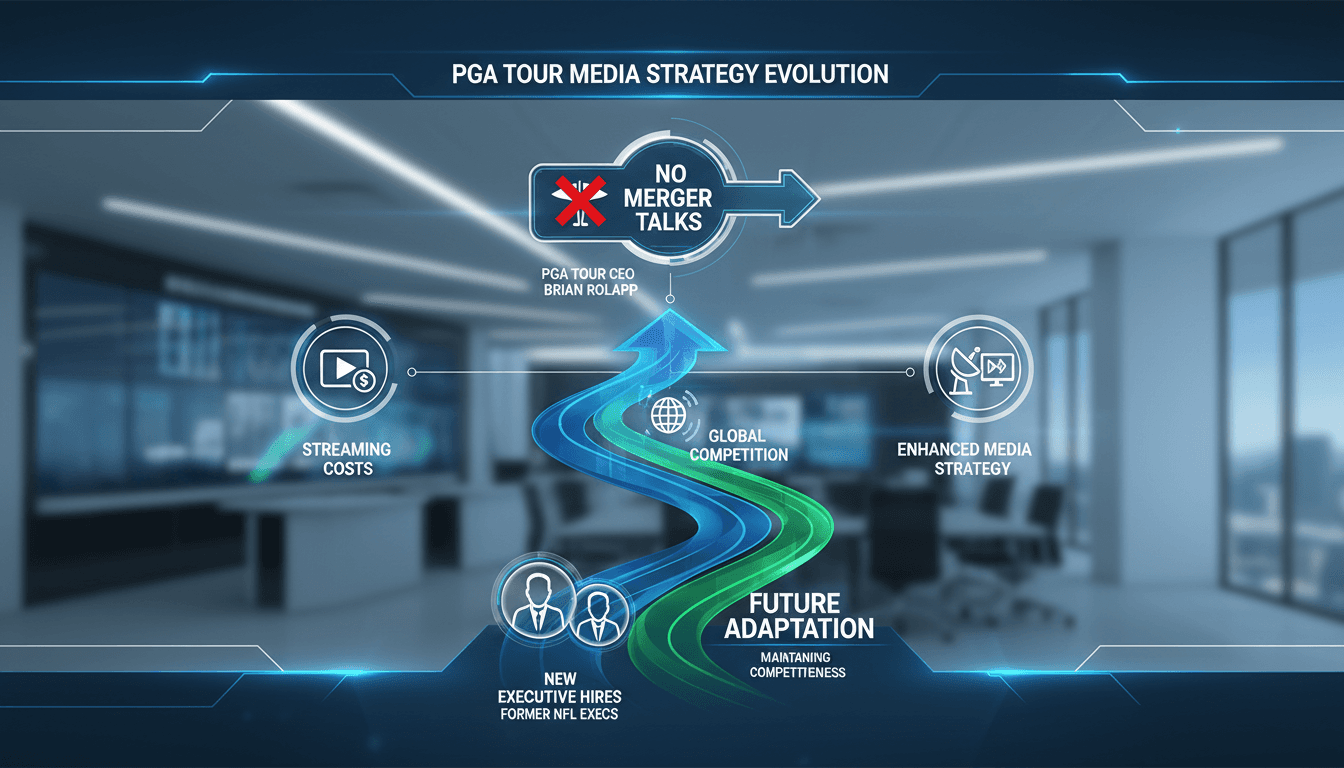 PGA Tour CEO Brian Rolapp discussing media strategy and competition with LIV Golf.