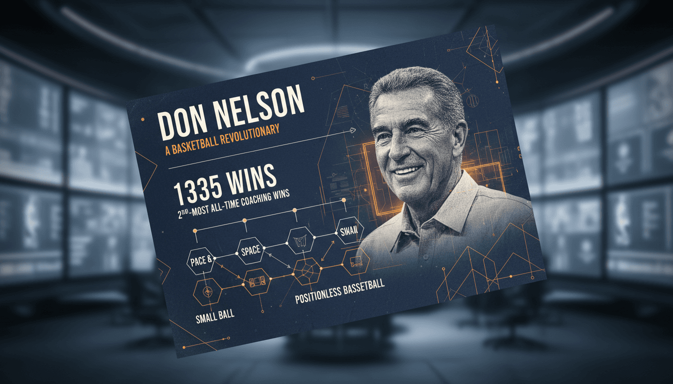 Don Nelson coaching during a game, showcasing his influence in basketball.