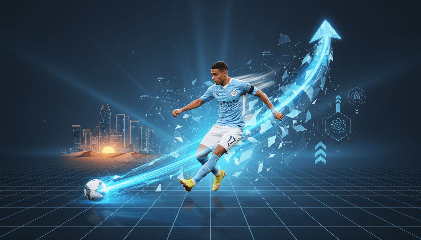 Rayan Ait Nouri celebrating his first goal for Manchester City