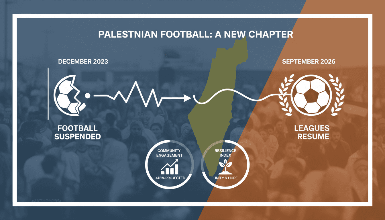 Palestinian football players celebrating during a match