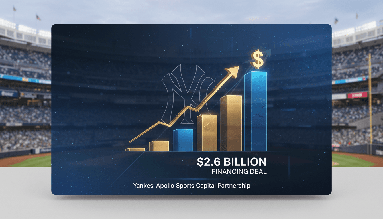 New York Yankees logo with financial growth graphics