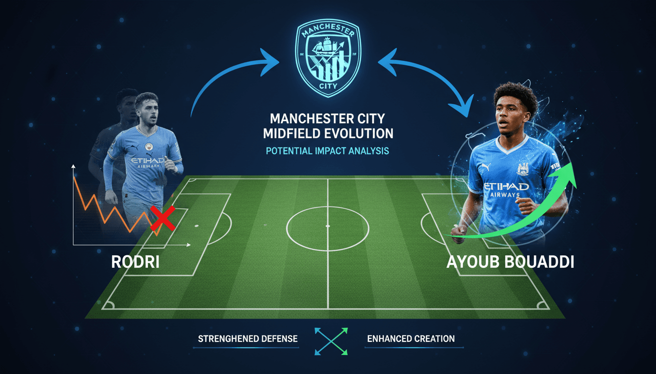 Manchester City logo with a football transfer graphic