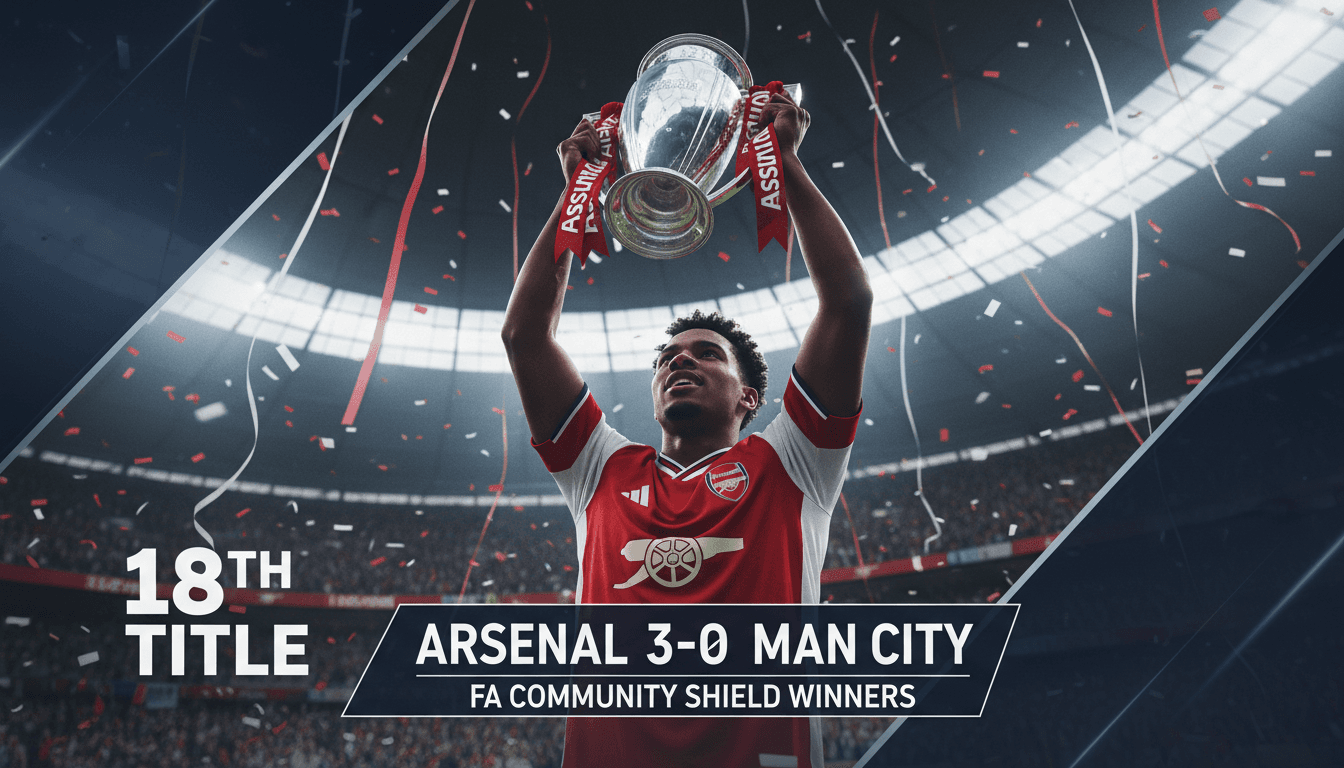 Arsenal Secures 18th FA Community Shield Title with 3-0 Victory Over Manchester City