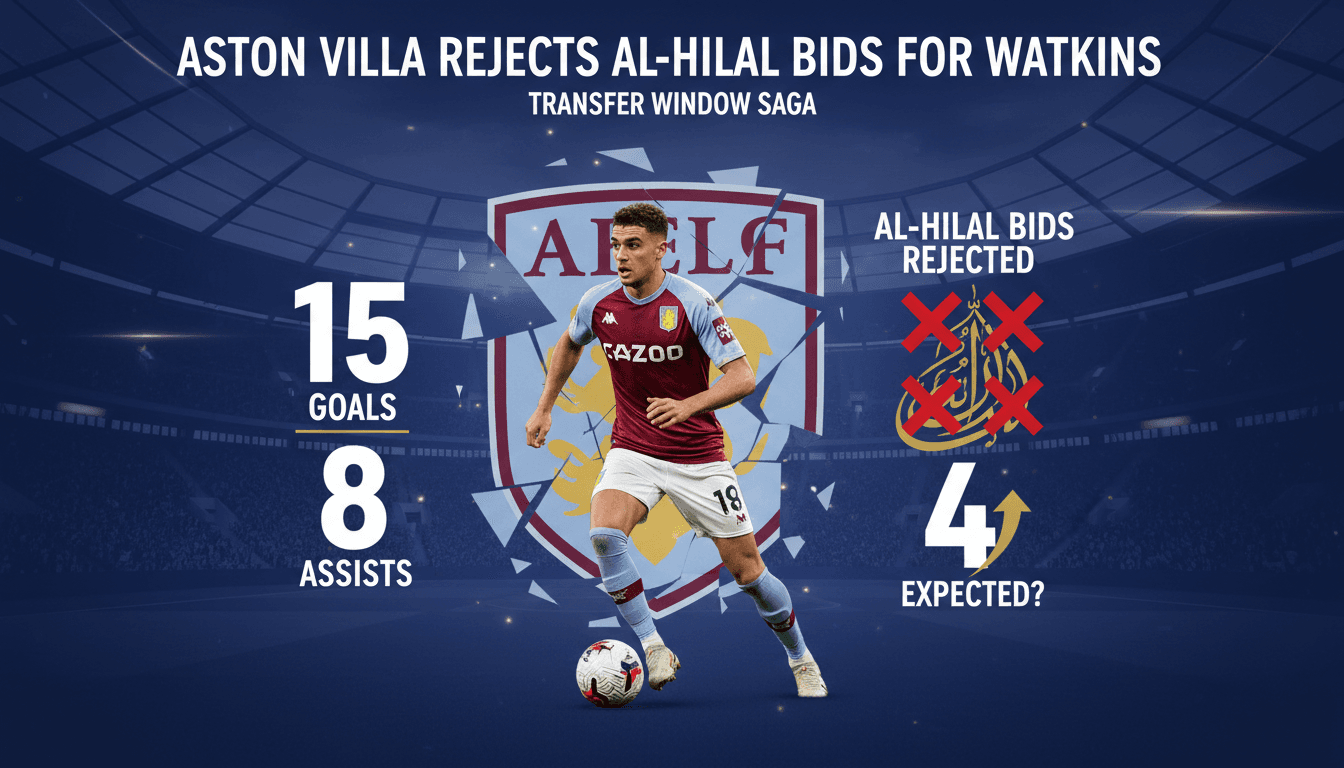Ollie Watkins in action, showcasing his goal-scoring prowess for Aston Villa amidst transfer negotiations with Al-Hilal.