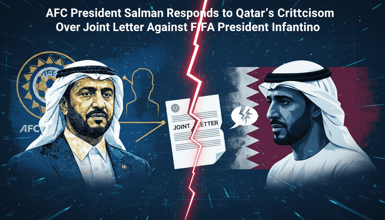 AFC President Sheikh Salman addressing the football governance dispute with FIFA President Infantino and Qatar Football Association.