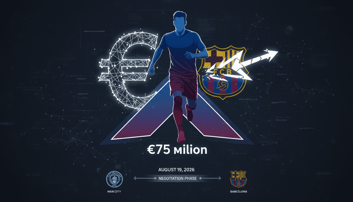 A graphic depicting Rodri's transfer to Barcelona and its implications for football dynamics.
