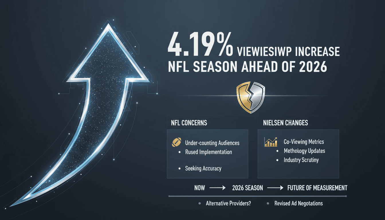 Infographic showing NFL's concerns over Nielsen's co-viewing methodology updates and viewership statistics.